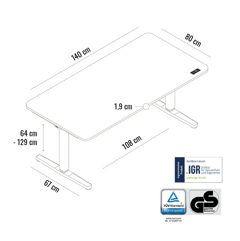 Desk Pro - Höhenverstellbarer Schreibtisch