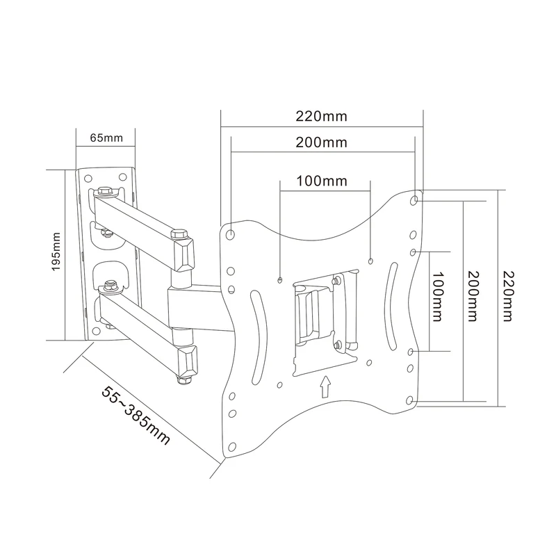 LO33 Adjustable Full Motion TV Wall Mount with Tilt & Swivel, 10–43”