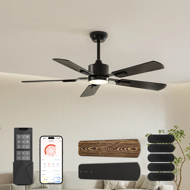 CubiCubi Ceiling Fans with Lights - Low Profile Ceiling Fan with Light and Remote/APP, Dimmable, Super Quiet, Flush Mount Ceiling Fan for Indoor/Outdoor Bedroom Living Room Patio Farmhouse