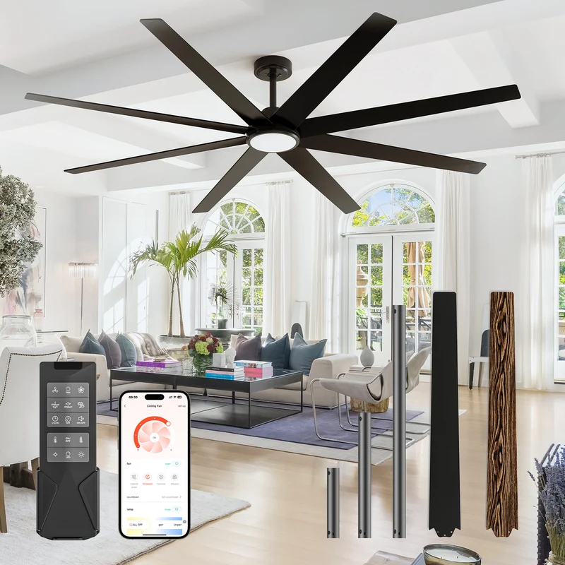 CubiCubi Ceiling Fans with Lights - Low Profile Ceiling Fan with Light and Remote/APP, Dimmable, Super Quiet, Flush Mount Ceiling Fan for Indoor/Outdoor Bedroom Living Room Patio Farmhouse
