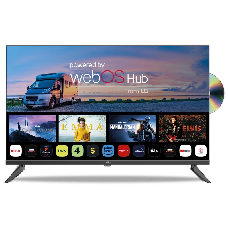 32″ Smart WebOS 12-Volt Traveller TV with DVD & Frameless Bezel (FR)
