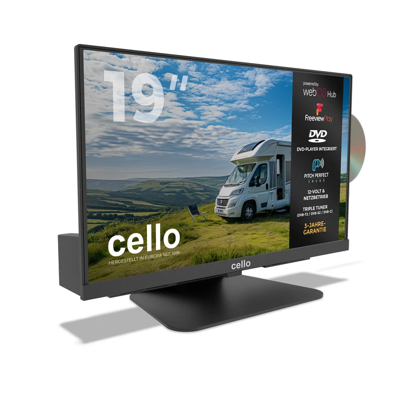 19″ Smart WebOS 12-Volt TV with DVD & Perfect Pitch Sound (DE)