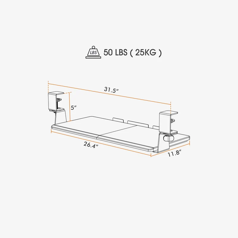 Rotatable C-Clamp Keyboard Tray