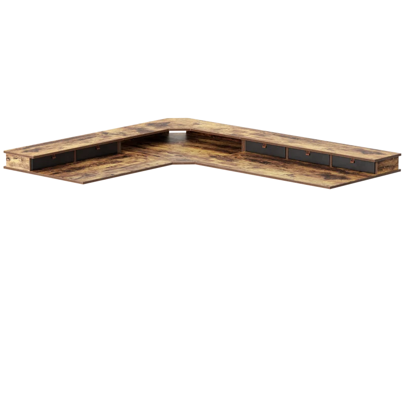 Reversible L-shaped Desktop with Upper Drawers
