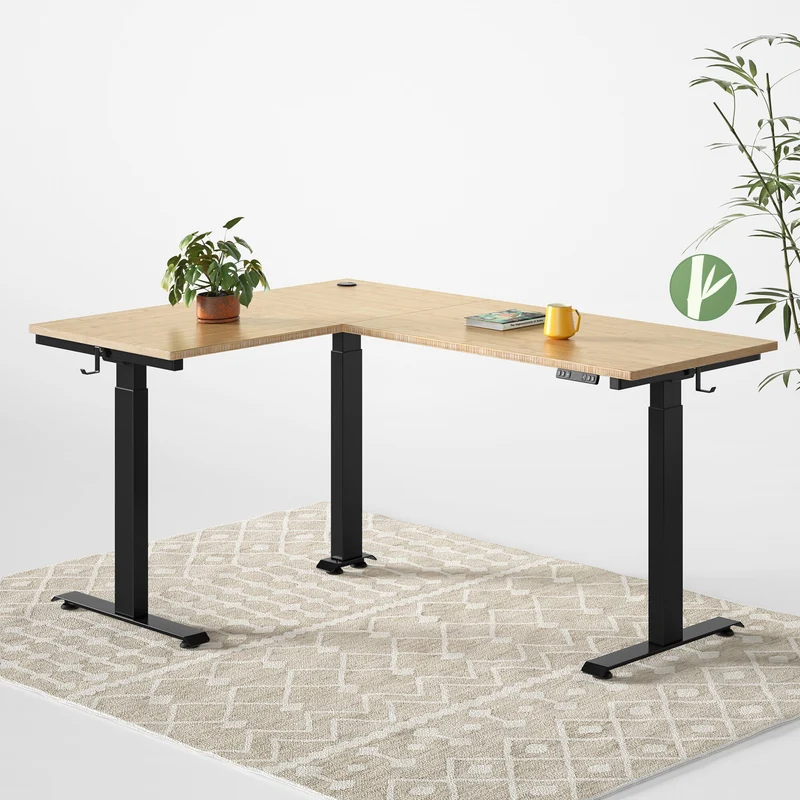 L-shaped Bamboo Desktop