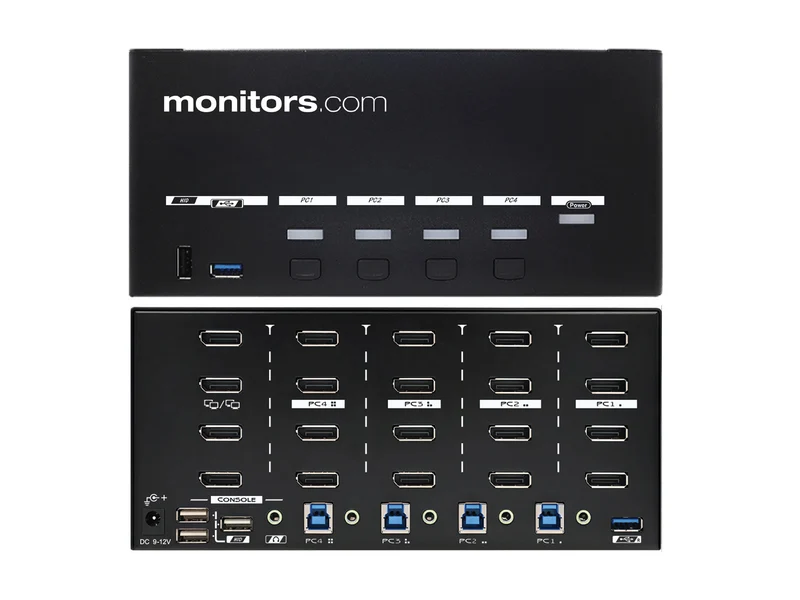Monitors.com Quad-Workstation, Quad-Monitor 8K DisplayPort EDID Passthrough KVM Switch. Includes 16 x 8K DP to DP Cables & 4 x USB 3.0 Cables (MEDKVM-8144)