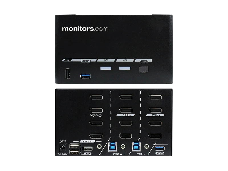 Monitors.com Two Workstation, Quad-Monitor 8K DisplayPort EDID Passthrough KVM Switch. Includes 8 x 8K DP to DP Cables & 2 x USB 3.0 Cables (MEDKVM-8142)