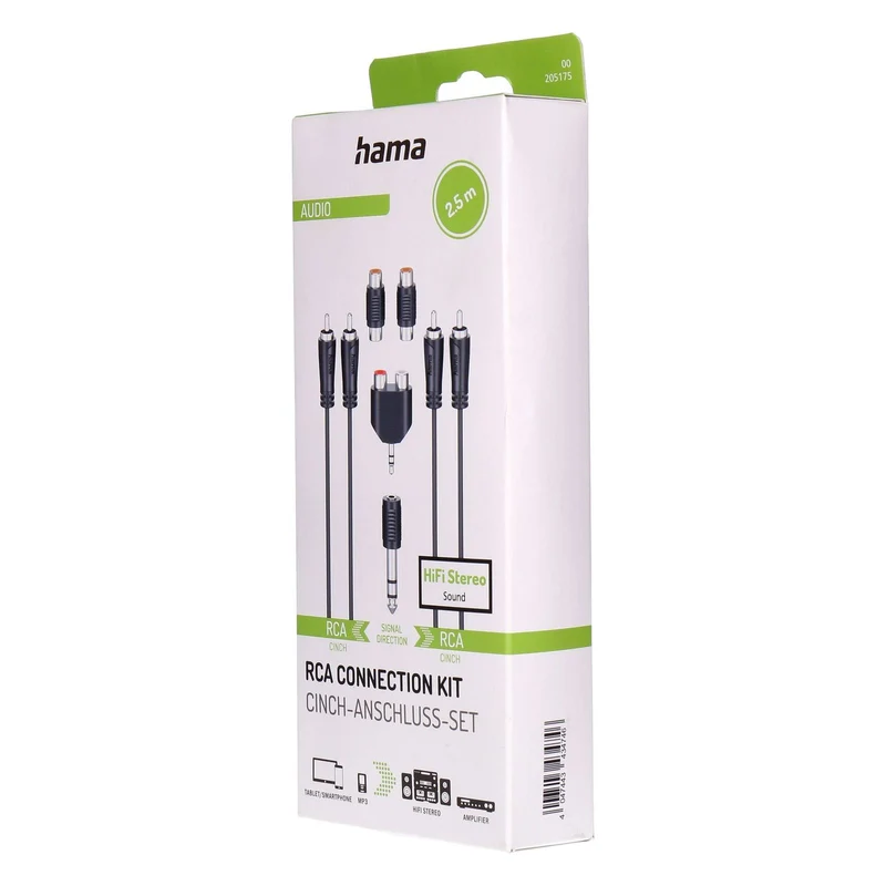 Hama 00205175 Audio-Kabel 2,5 m 2 x RCA Schwarz