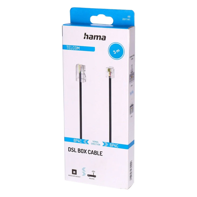 Hama 00201141 Telefonkabel 3 m Schwarz