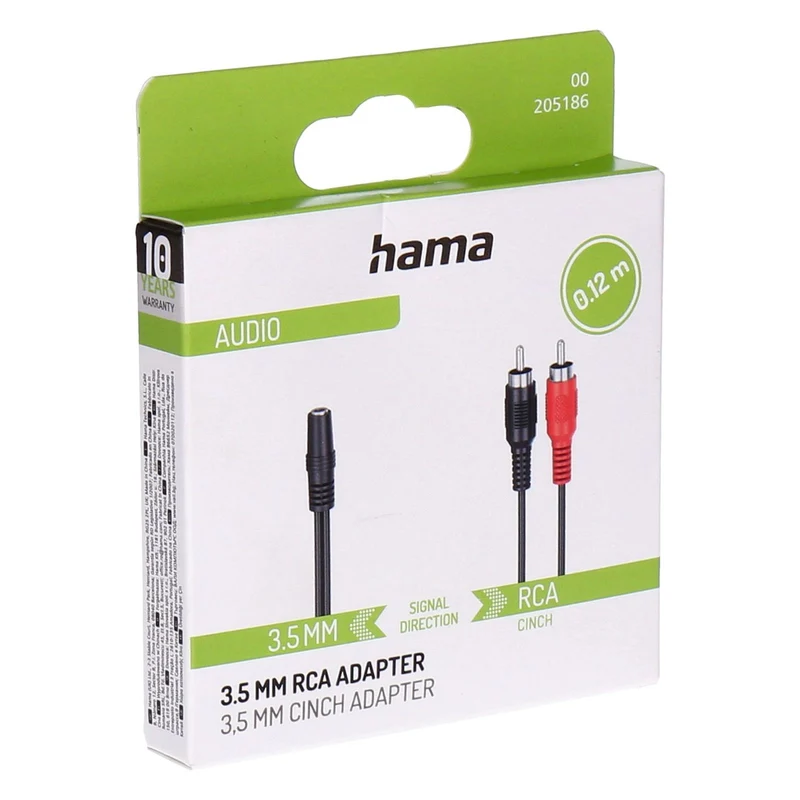 Hama 00205186 Audio-Kabel 0,1 m 2 x RCA 3.5mm Schwarz, Rot