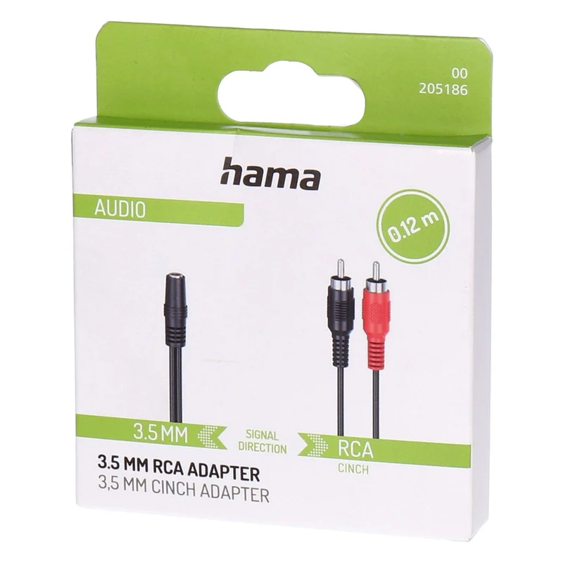Hama 00205186 Audio-Kabel 0,1 m 2 x RCA 3.5mm Schwarz, Rot