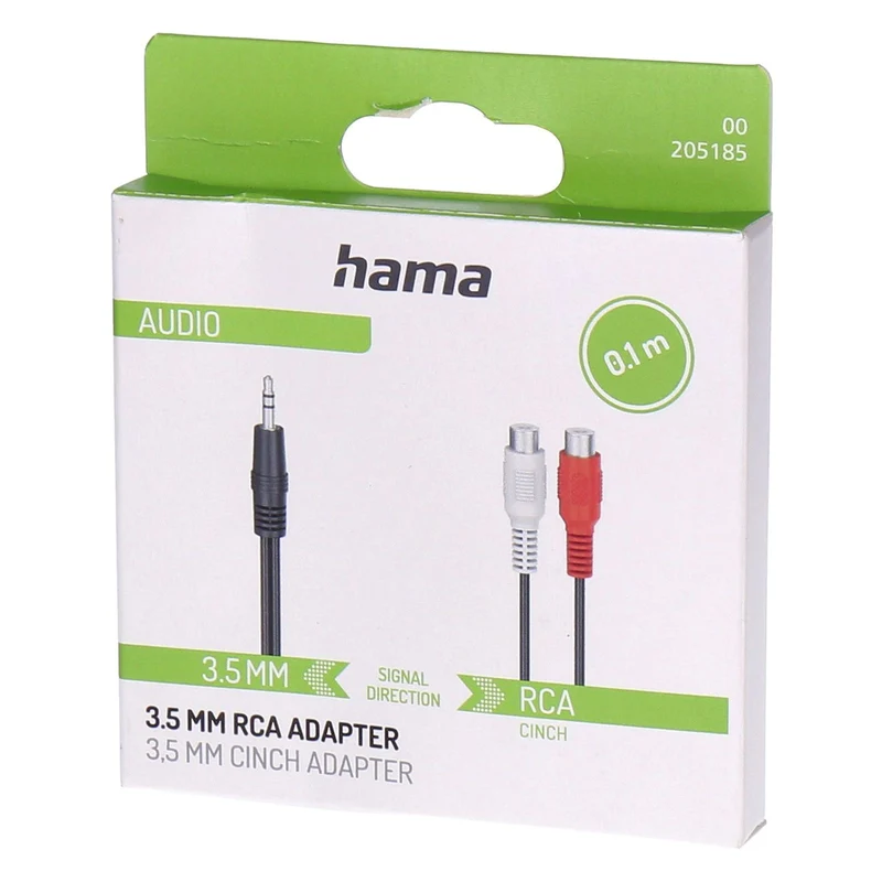 Hama 00205185 Audio-Kabel 0,1 m 2 x RCA 3.5mm Schwarz