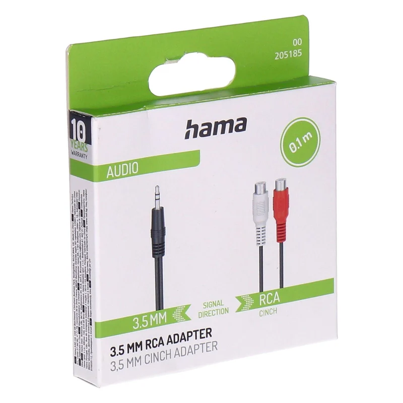 Hama 00205185 Audio-Kabel 0,1 m 2 x RCA 3.5mm Schwarz