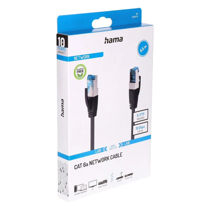 Hama 00200679 Netzwerkkabel Schwarz 0,5 m Cat6a S/FTP (S-STP)