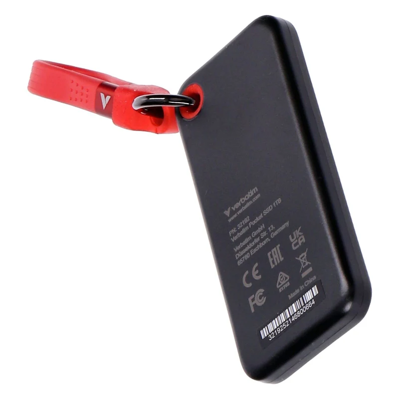 Verbatim Pocket SSD-Festplatte 1TB USB Typ-C 3.2 Gen 2 (3.1 Gen 2) Schwarz, Rot