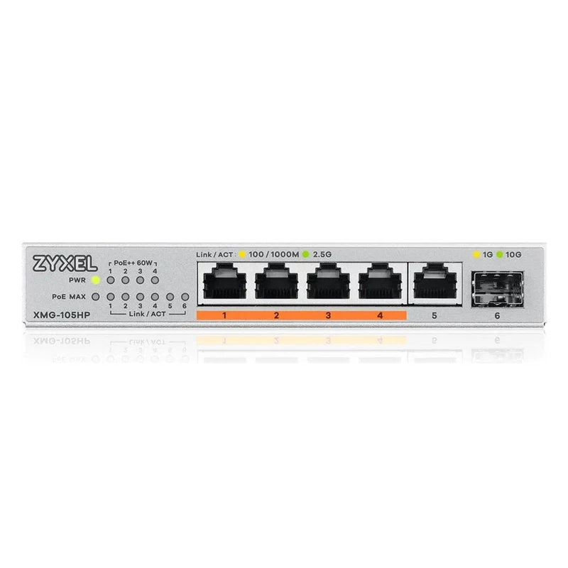 Zyxel XMG-105HP Unmanaged 2.5G Ethernet (100/1000/2500) Power over Ethernet (PoE) Silber