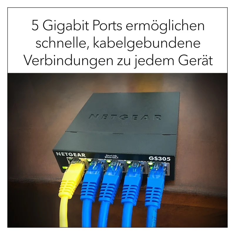 NETGEAR GS305 Switch 5 Port Gigabit Ethernet LAN Switch (Plug-and-Play Netzwerk Switch, LAN