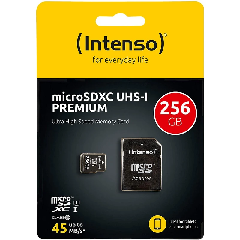 Intenso Micro SDXC Karte Speicherkarte 256GB UHS-I Premium mit Adapter